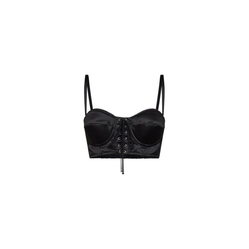 Dolce & Gabbana Women Black Stretch Satin Bustier Top